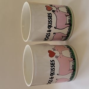 Hogs And Kisses Coffee Mug Set Staffordshire Potteries
